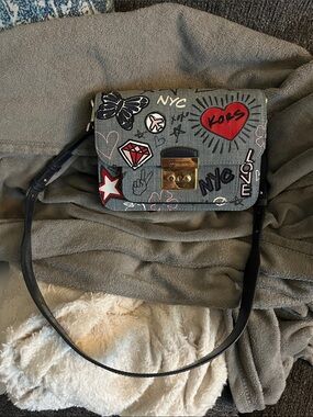 Michael Kors Gray Patchwork Graphic Small Crossbody